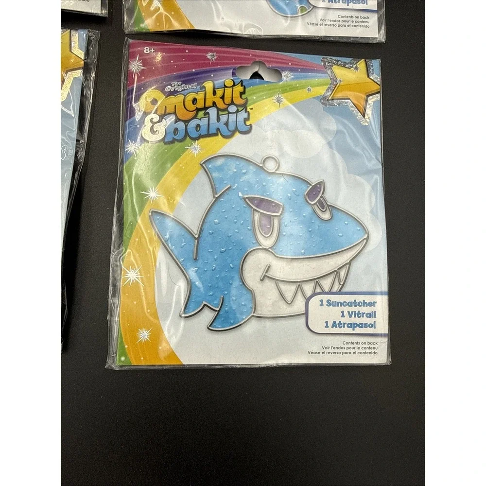 Lot Of 4 The Original Makit And Bakit Suncatcher Kit Shark Rainbow Octopus